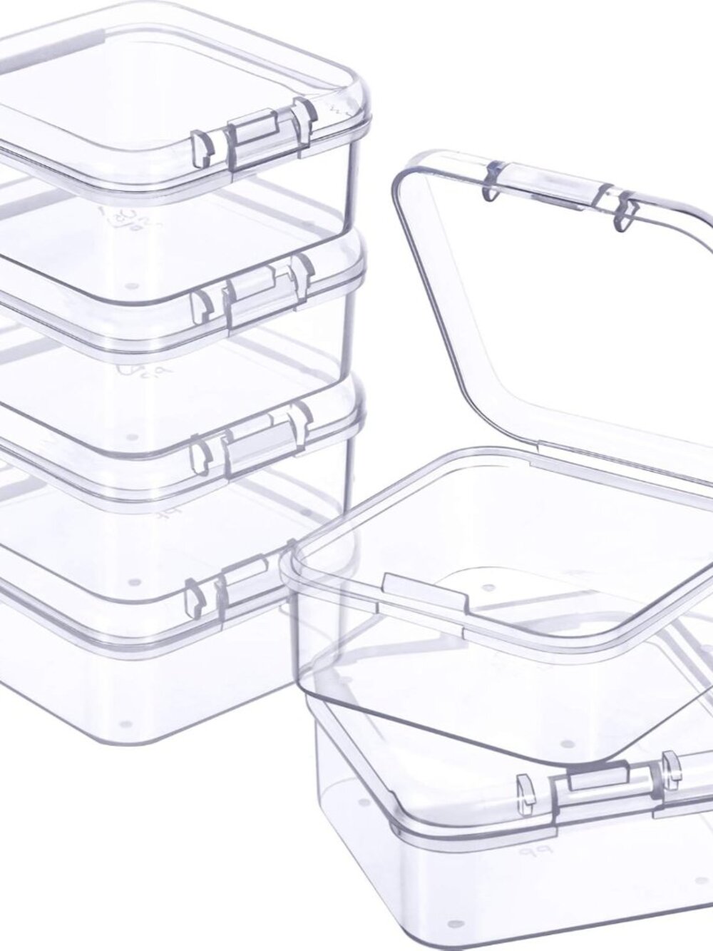 6 Pieces Small Clear Plastic Storage Box, 1.7 x 1.7 x 0.8 Inch